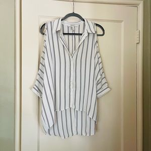 Cold shoulder striped top